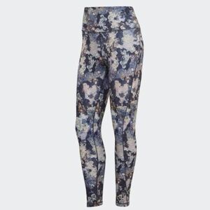 Adidas Tight Fit High Rise 7/8 Leggings Blue Marble Sz Small